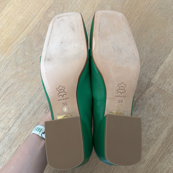 New Made In Italy Ferca 81 Women’s Green Leather Horsebit Hardware Pump Flats - Picture 6 of 7